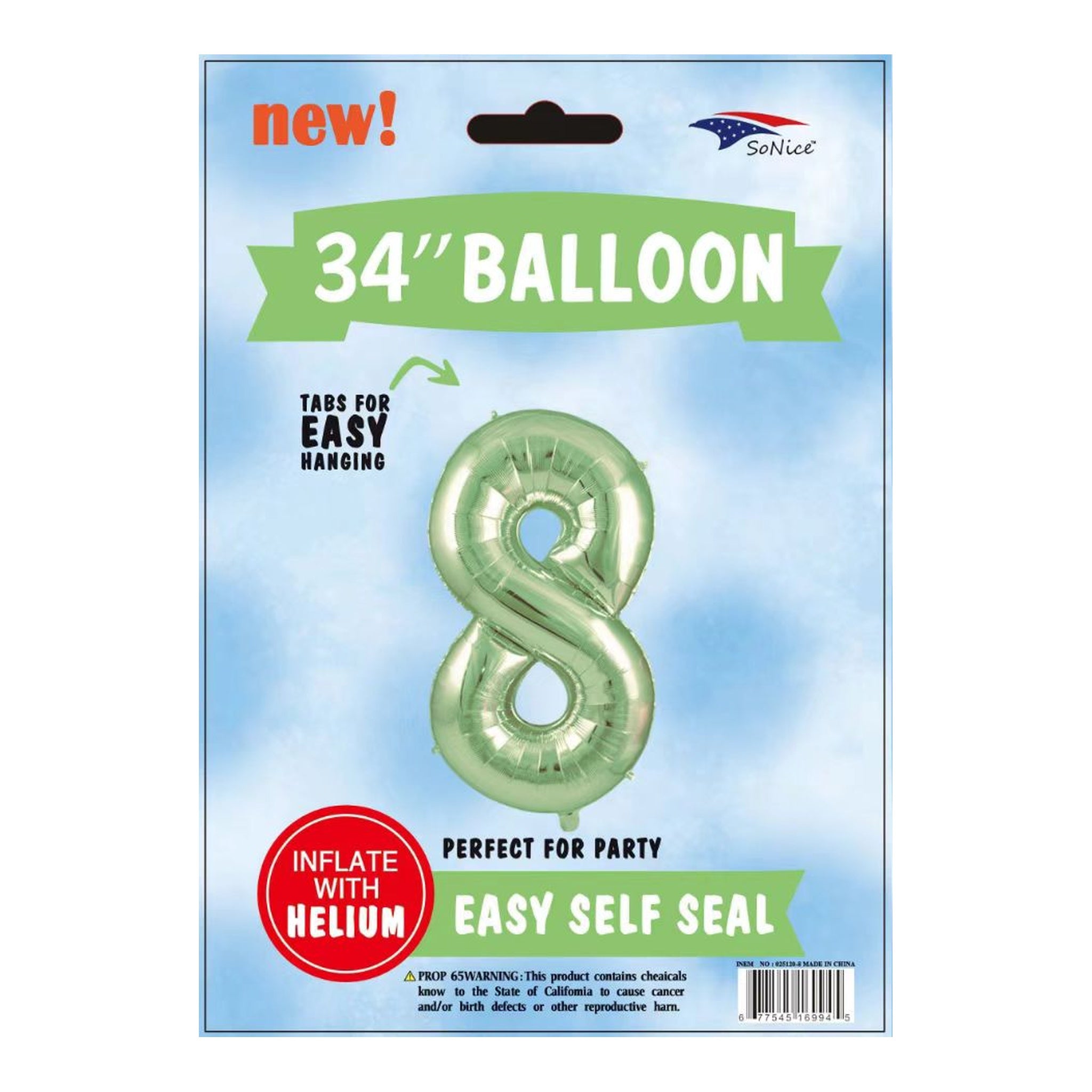 34" Balloon 8 Sage Green